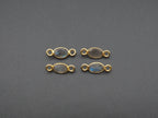 Labradorite 18K Gold Filled Bezel 6x4 mm, Double Connector, Labradorite Charm
