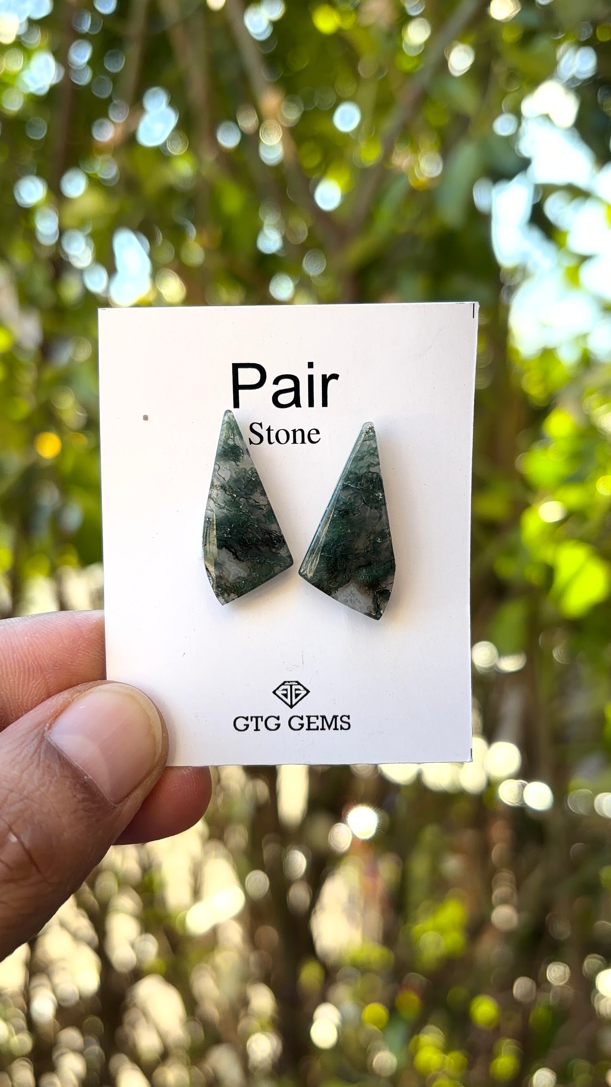 Moss Agate Matching Pair Cabochon 25x12 mm