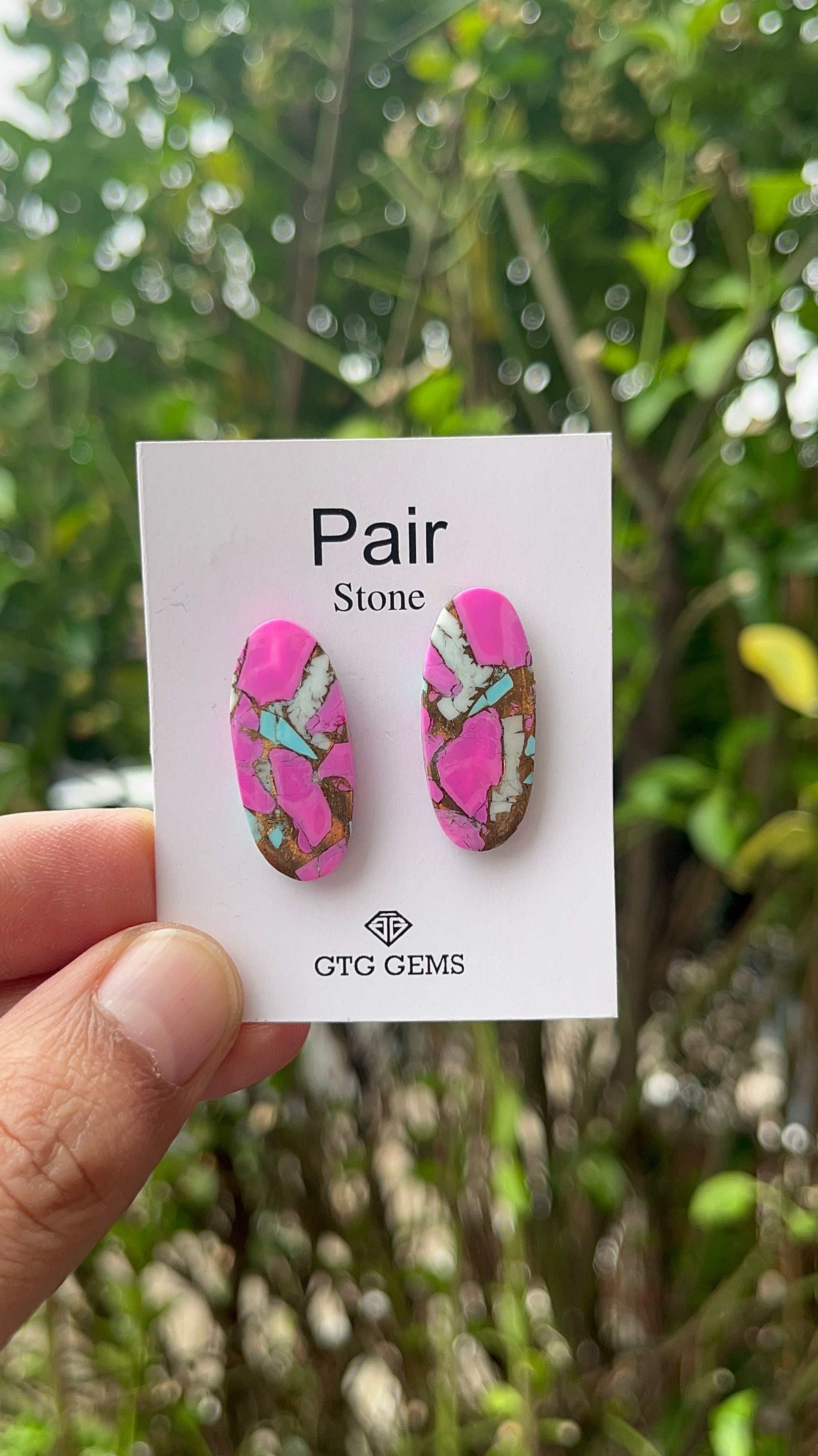 Cotton Candy Turquoise 28x12.5 mm Matching Pair Cabochon Approximately 25 Carat (GTG-MCC-9)