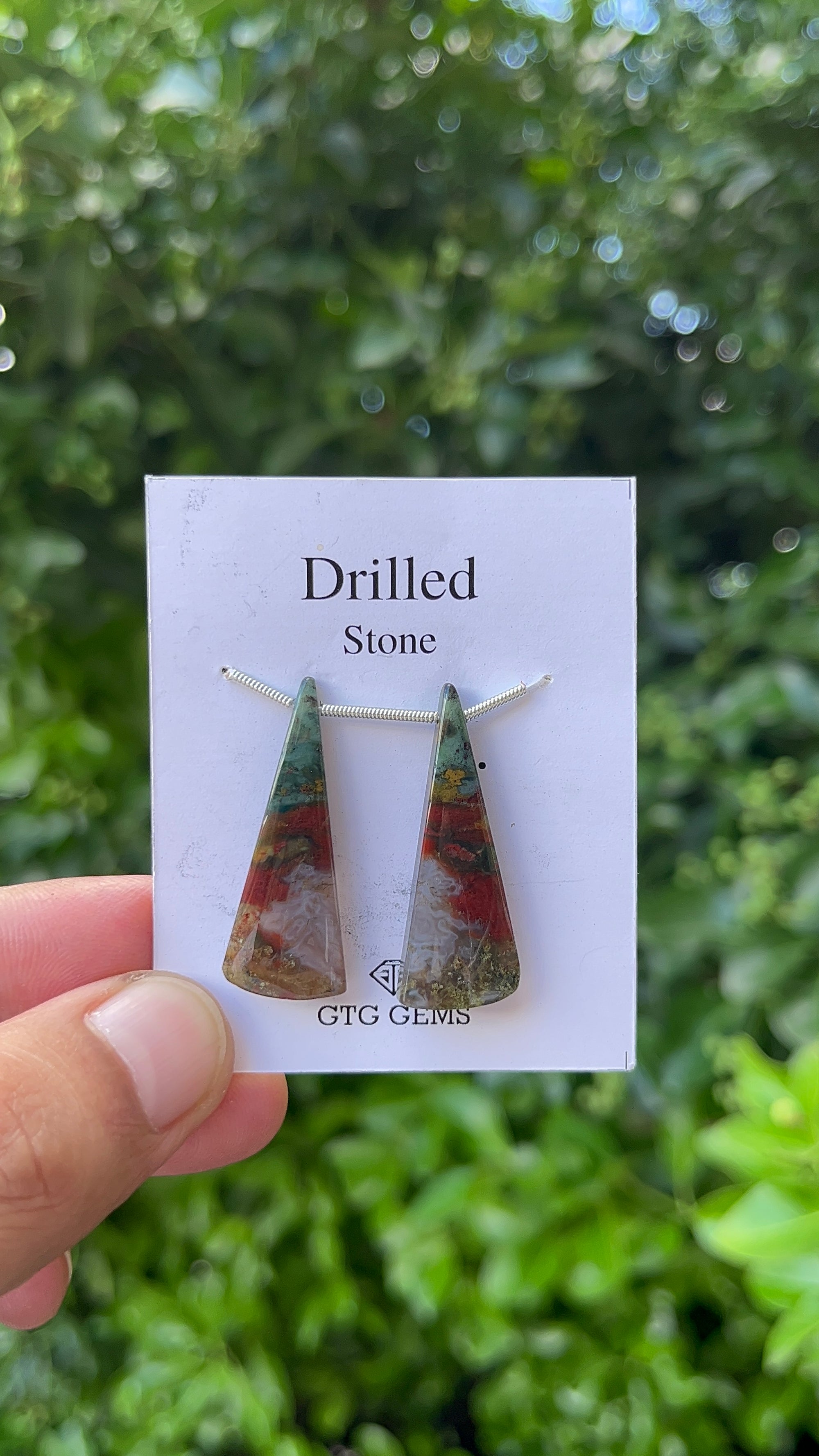 Drilled Blood stone jasper 34x13 mm Approximately 28 Carat (GTG-DBJ-21)