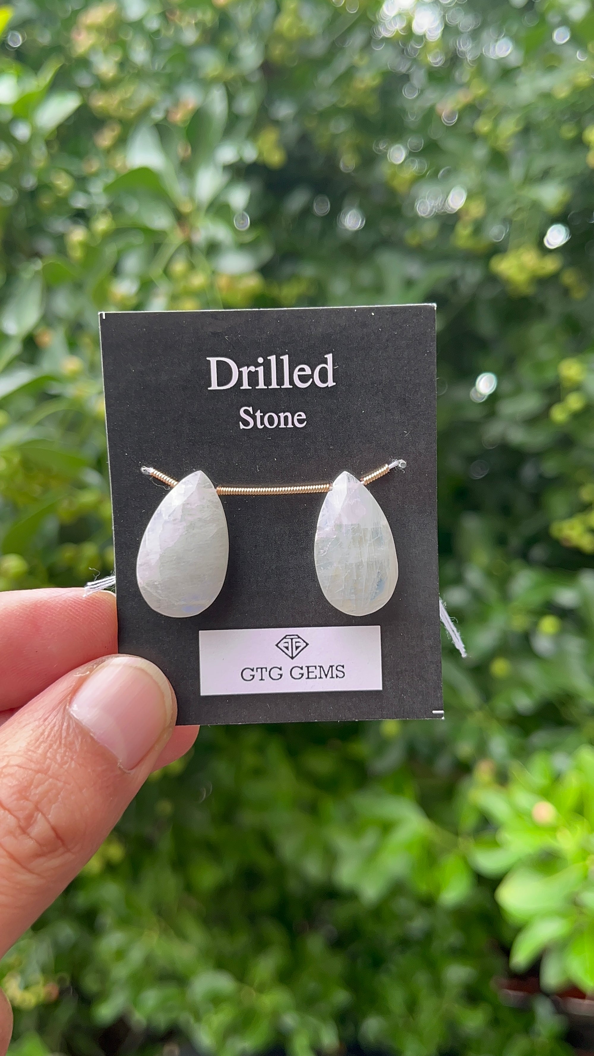 Drilled Rainbow Moonstone, Drop Rainbow Moonstone 22x13mm