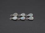 Rainbow Moonstone Silver Bezel 7x5 mm, Single Connector, Moonstone Connector, (GTG-SBM-12)