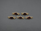 Garnet 18K Gold Filled Bezel 6x4 mm, Double Connector, Garnet Charm