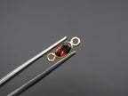Garnet 18K Gold Filled Bezel 6x4 mm, Double Connector, Garnet Charm