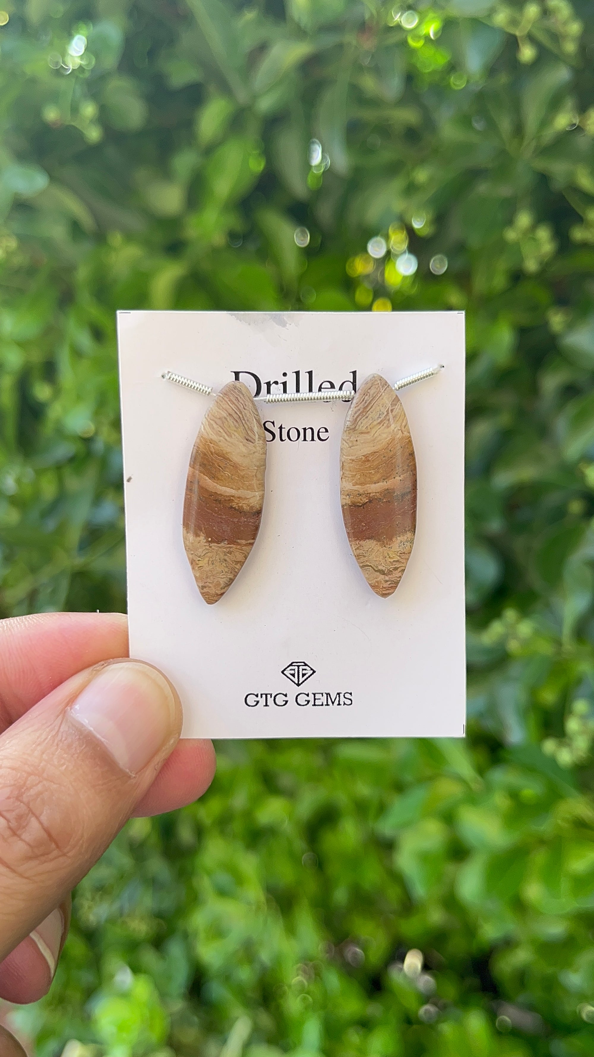 Picture Jasper, Drilled Cabochon 33x11 mm Approximately 20 Carat (GTG-DPJ-2)