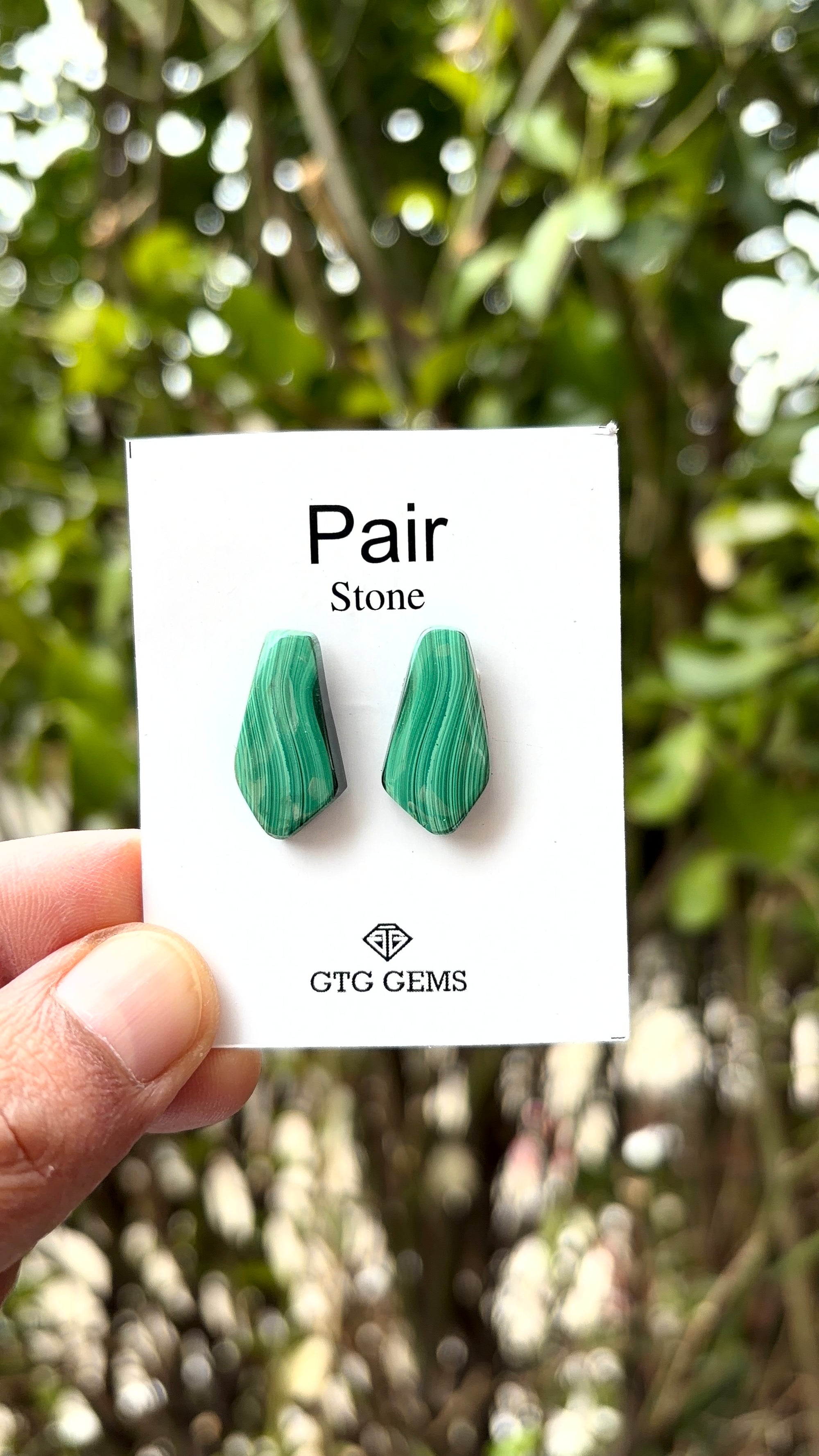Malachite 22x11 mm Matching Pair Cabochon