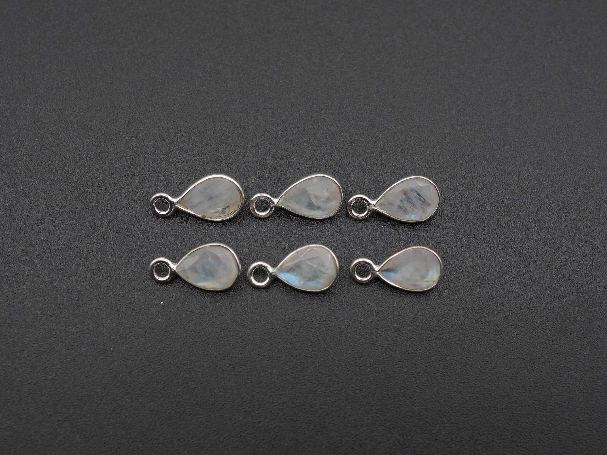 Rainbow Moonstone Silver Bezel 7x5 mm, Single Connector, Moonstone Connector, (GTG-SBM-12)