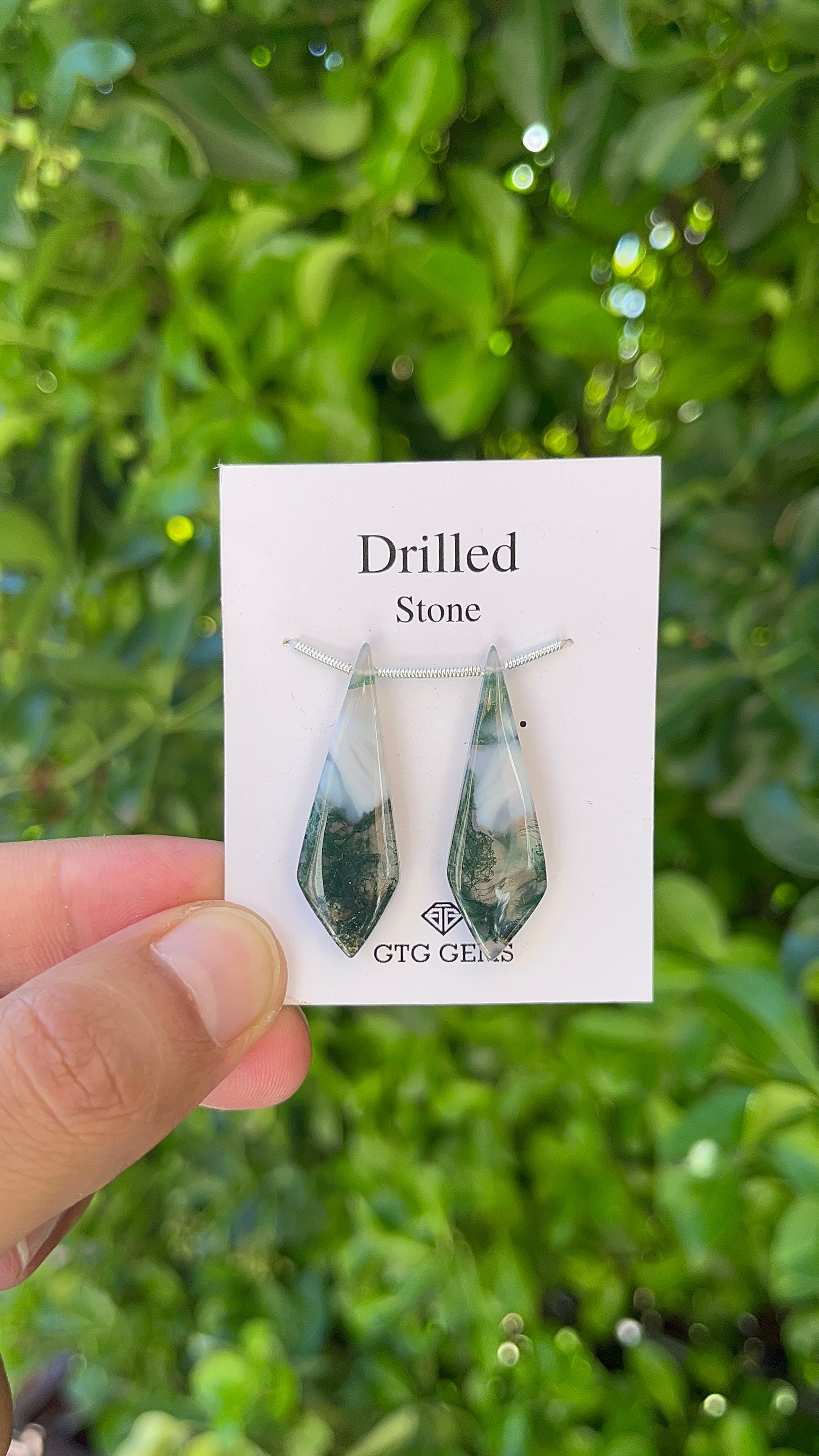 Natural Moss Agate Drilled 36x12 mm