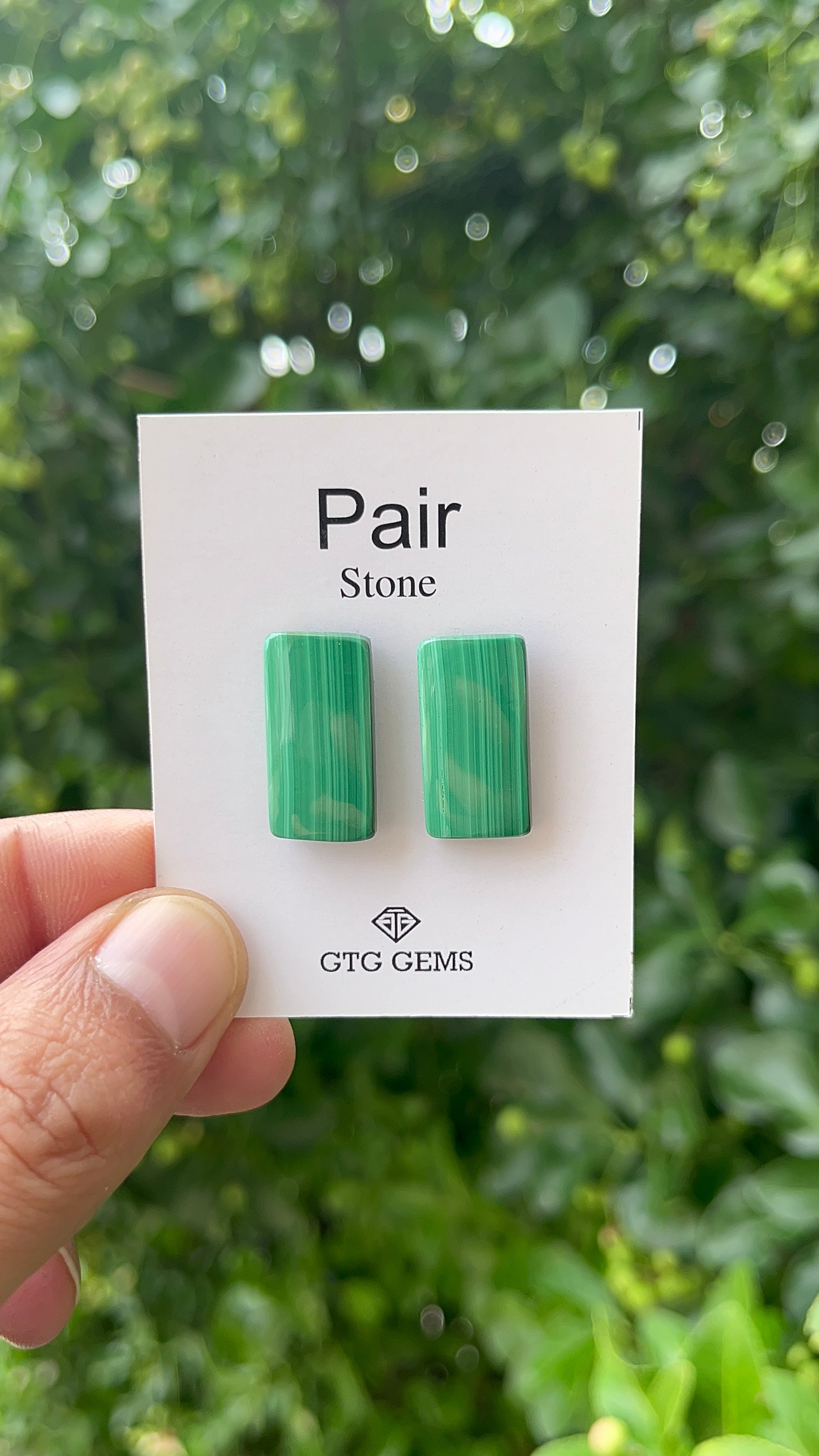 Malachite 21x11mm Matching Pair Cabochon Approximately 26 Carat (GTG-MMC-15)