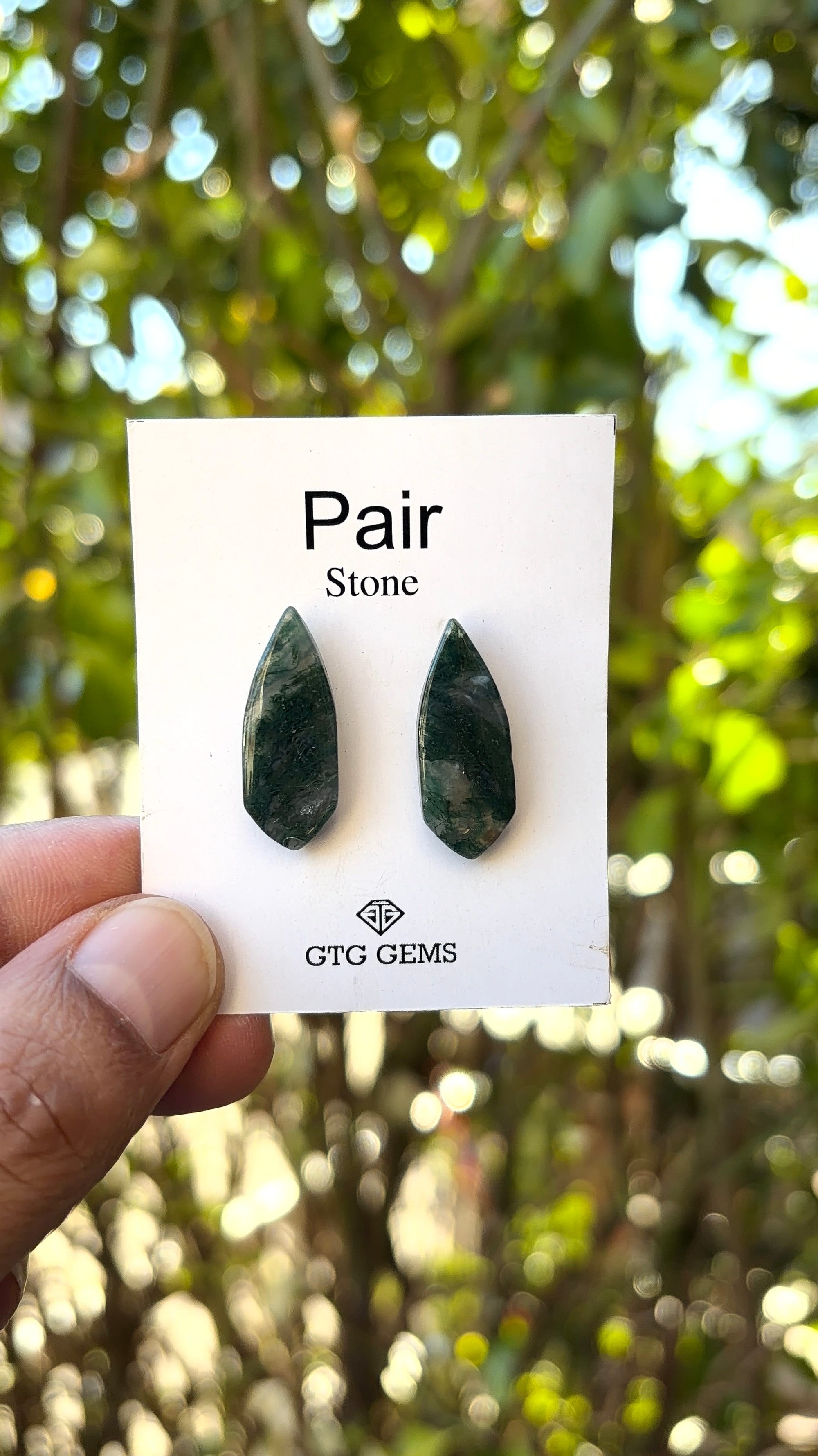 Moss Agate Matching Pair Cabochon 25x9 mm