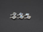 Rainbow Moonstone Silver Bezel 5x5 mm, Single Connector, Moonstone Connector, (GTG-SBM-13)
