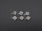 Rainbow Moonstone Silver Bezel 5x5 mm, Single Connector, Moonstone Connector, (GTG-SBM-13)