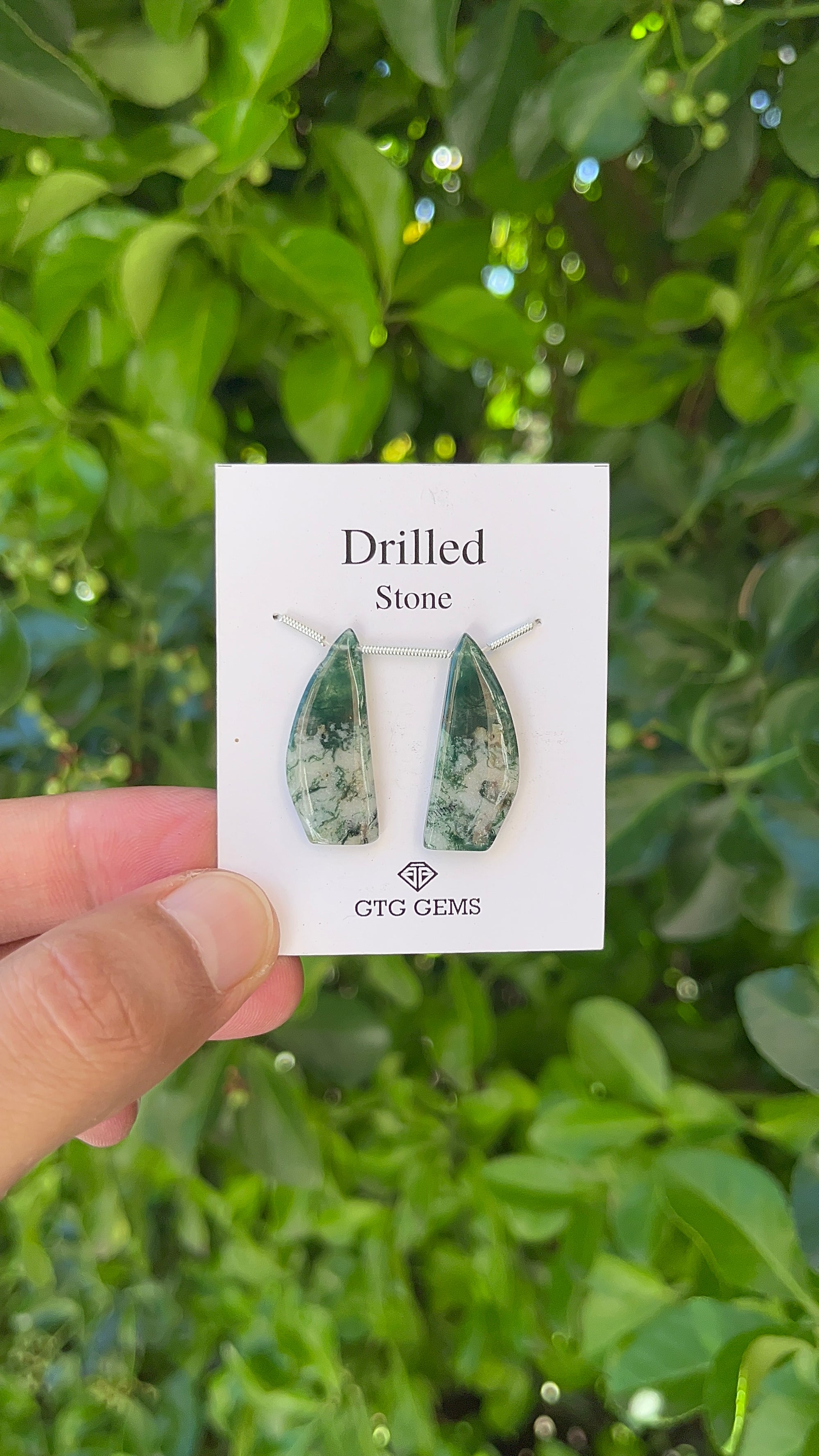 Natural Moss Agate Drilled 28x11 mm