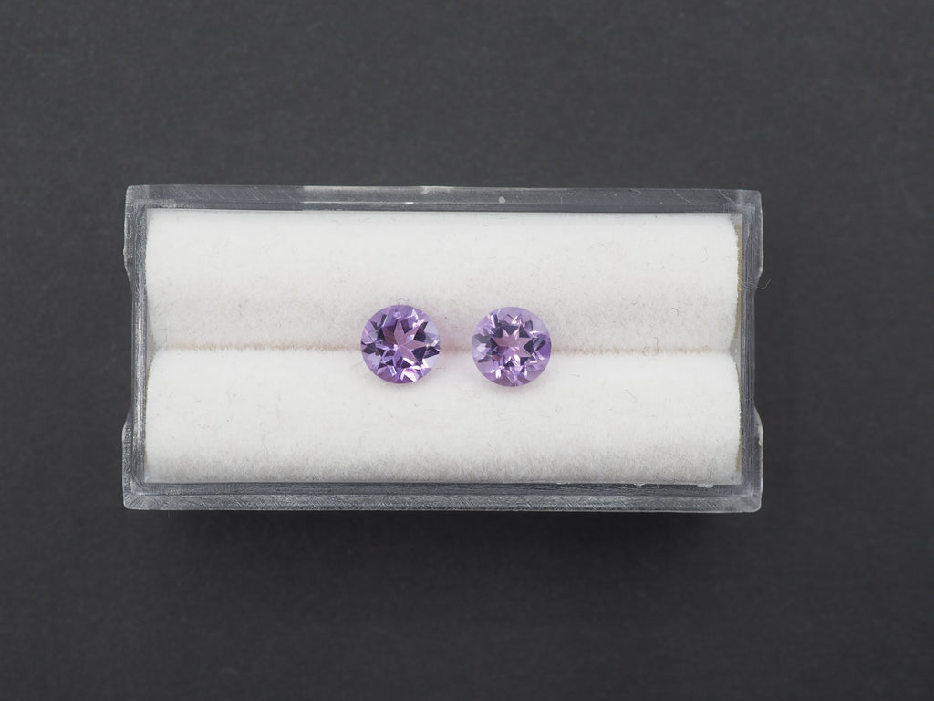 Amethyst Faceted 6 mm Matching Pair Approximately 1.40 Carat (GTG-AM-65)
