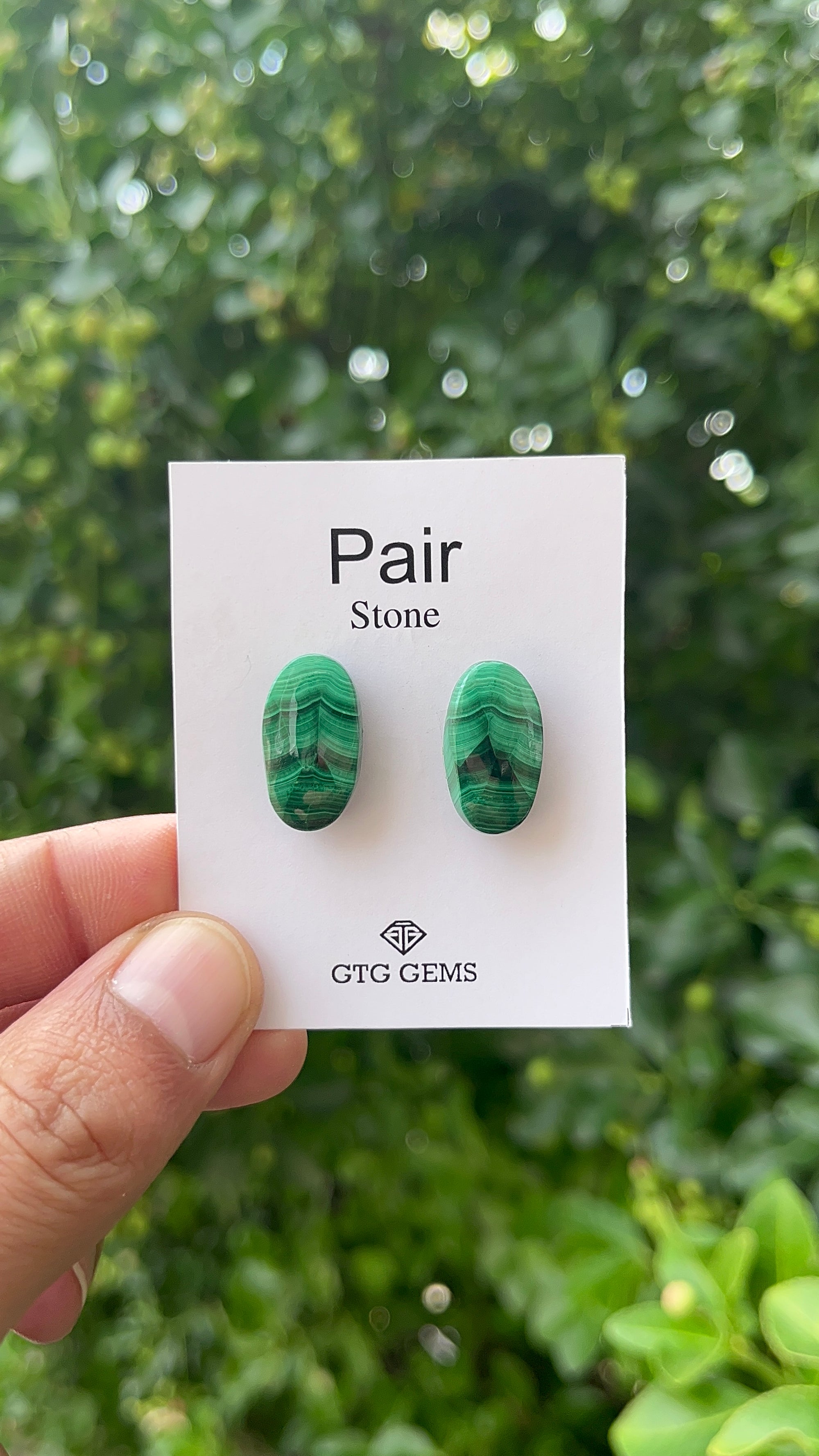 Malachite 22x11mm Matching Pair Cabochon Approximately 31 Carat (GTG-MMC-18)