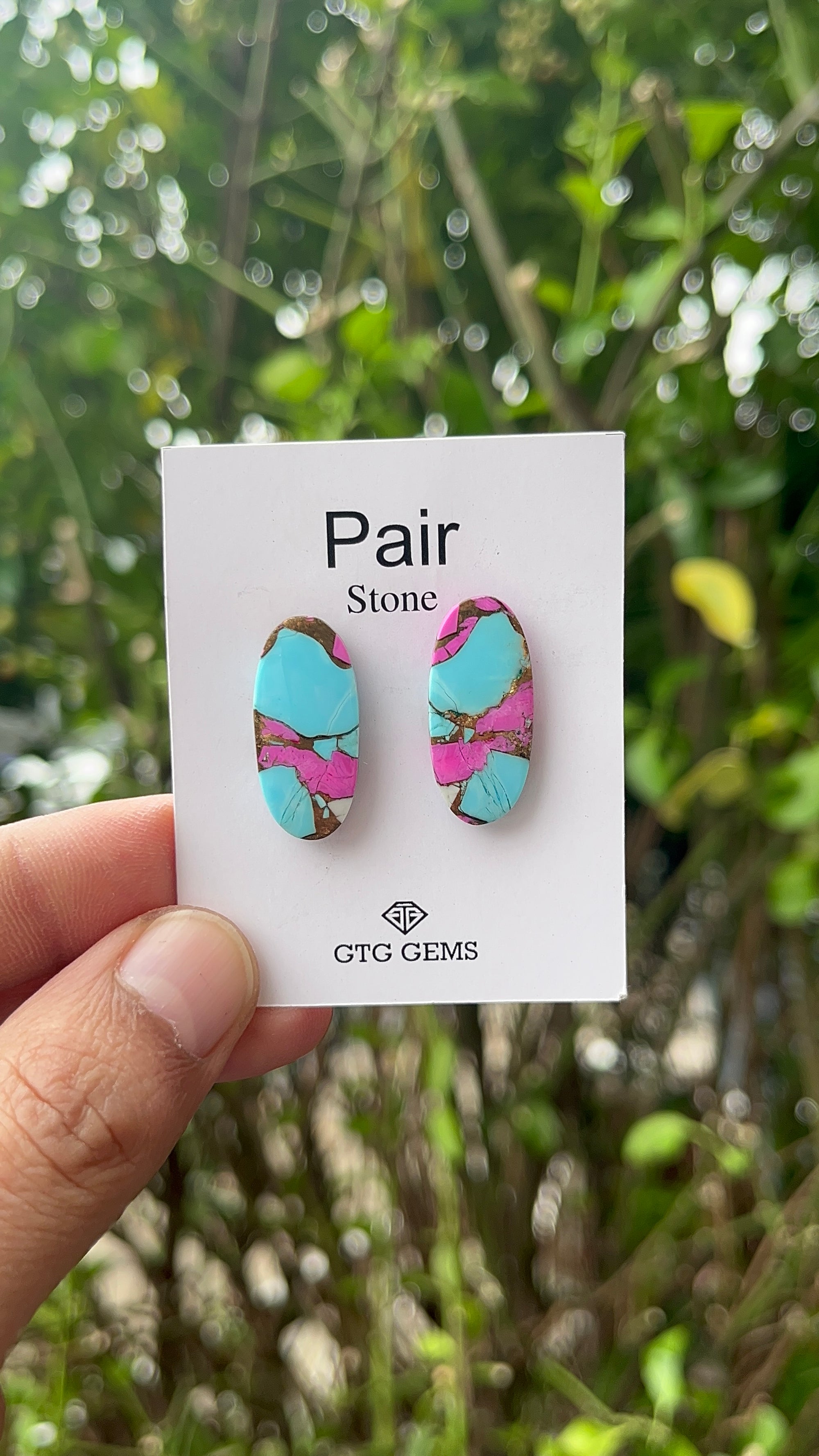 Cotton Candy Turquoise 25x11 mm Matching Pair Cabochon Approximately 18 Carat (GTG-MCC-7)