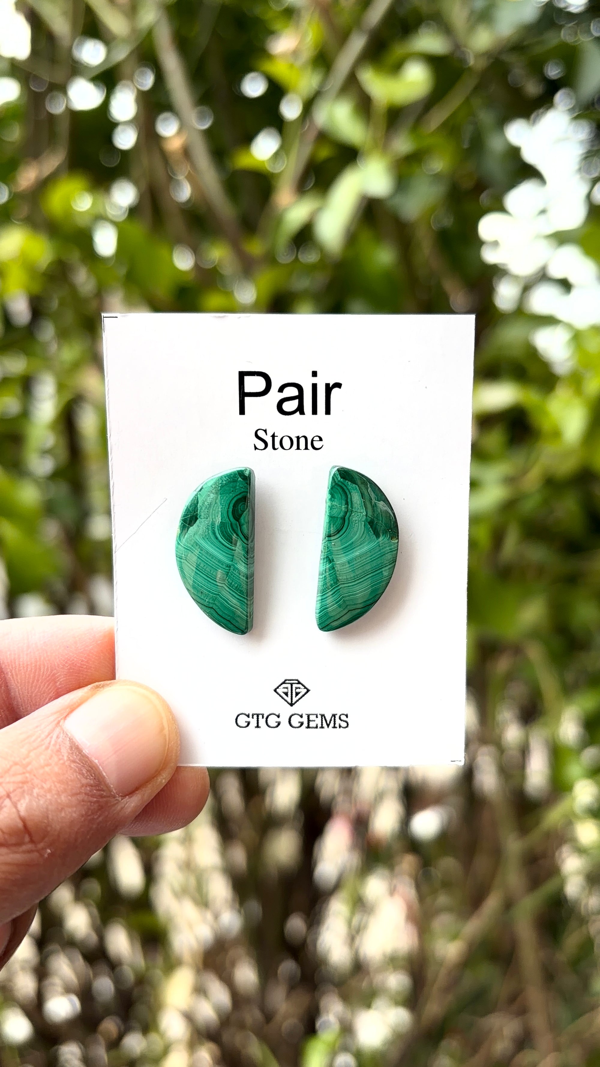 Malachite 24x11 mm Matching Pair Cabochon