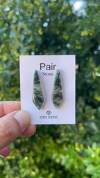 Moss Agate 36x10mm Matching Pair Cabochon Approximately 23.50 Carat (GTG-MMA-4)