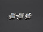 Rainbow Moonstone Silver Bezel 5x5 mm, Double Connector, Moonstone Connector, (GTG-SBM-14)