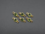 Peridot 18K Gold Filled Bezel 5mm, Double Connector, Peridot Charm