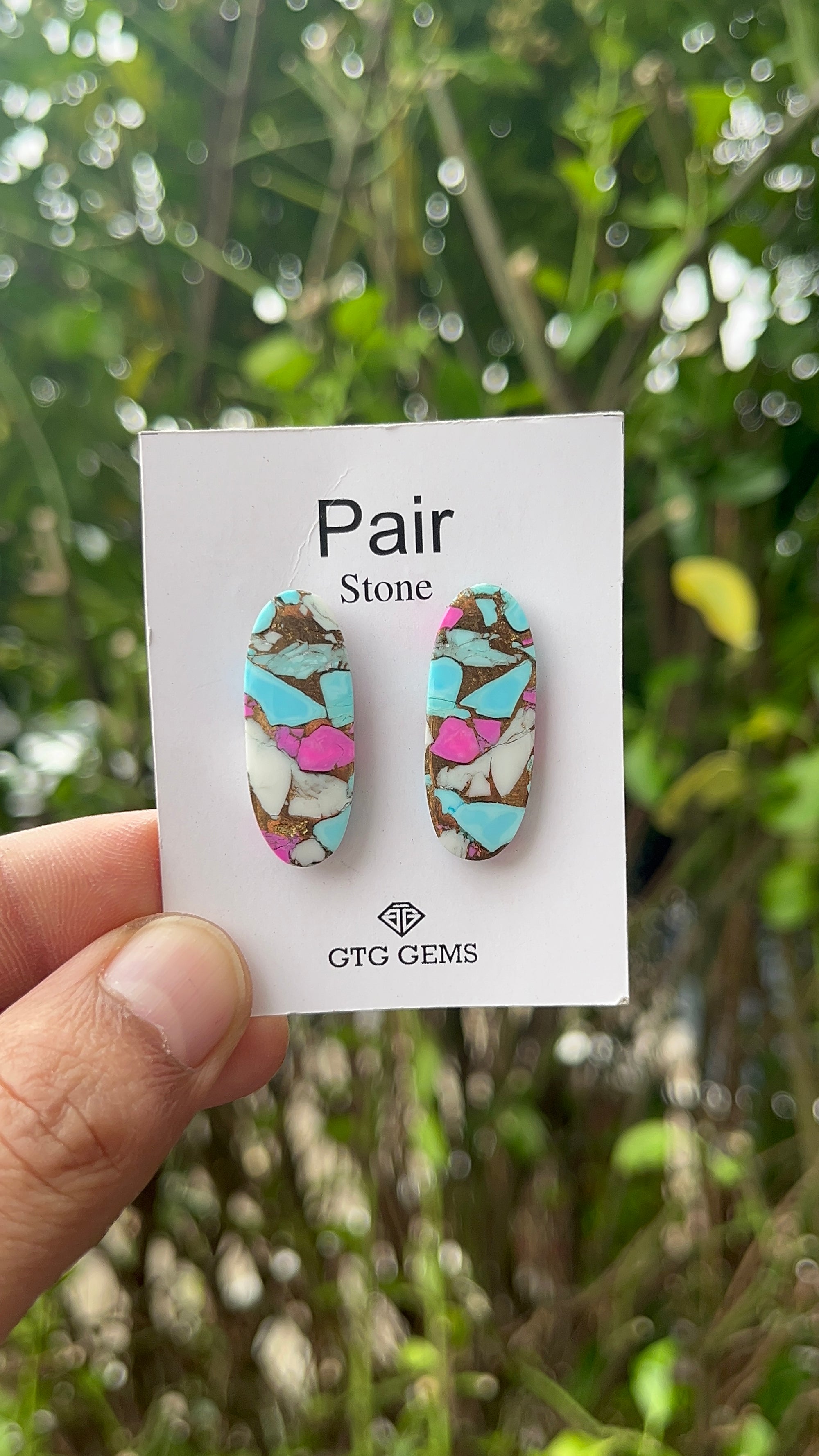 Cotton Candy Turquoise 29x11 mm Matching Pair Cabochon