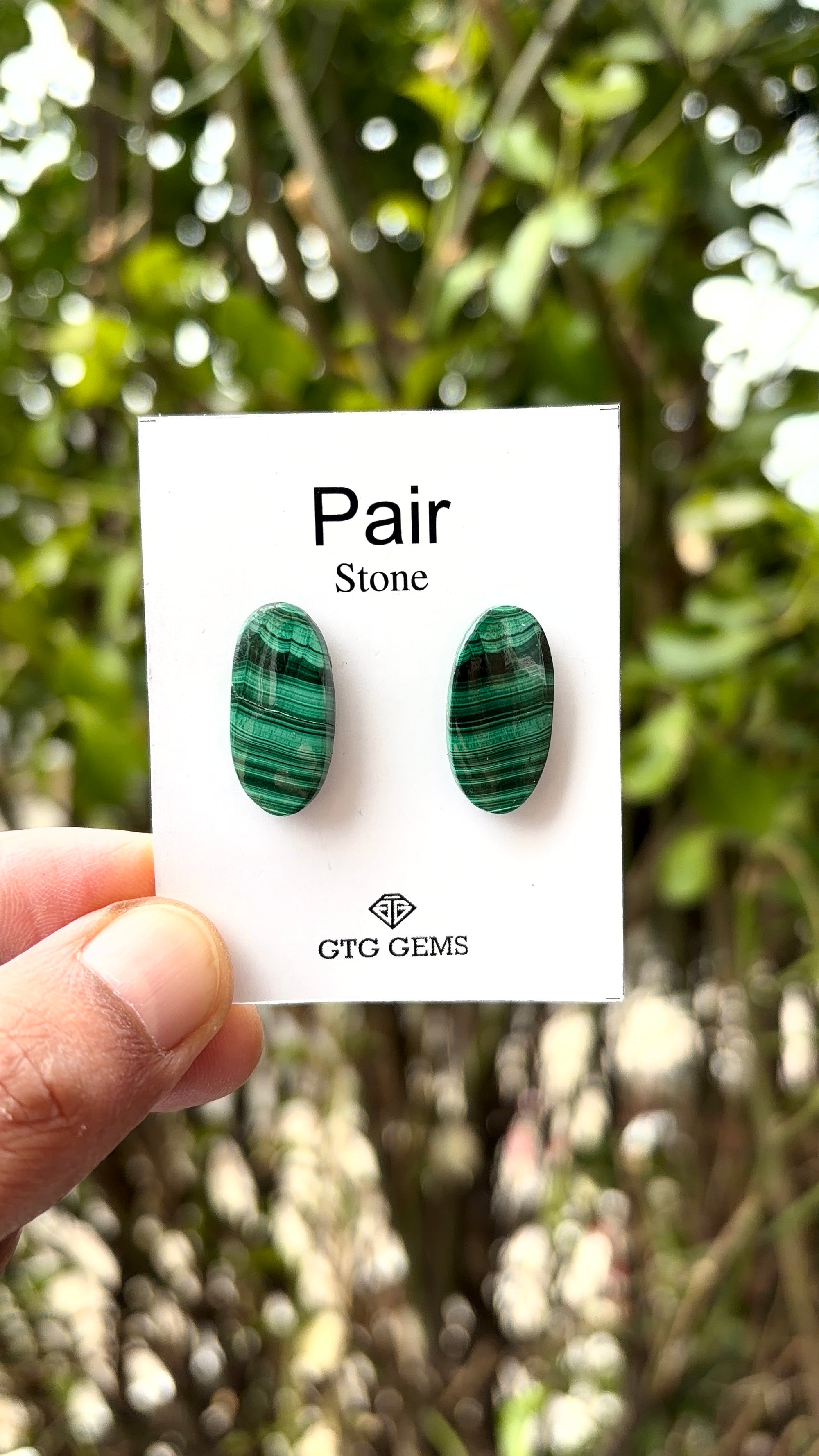 Malachite 22x11 mm Matching Pair Cabochon