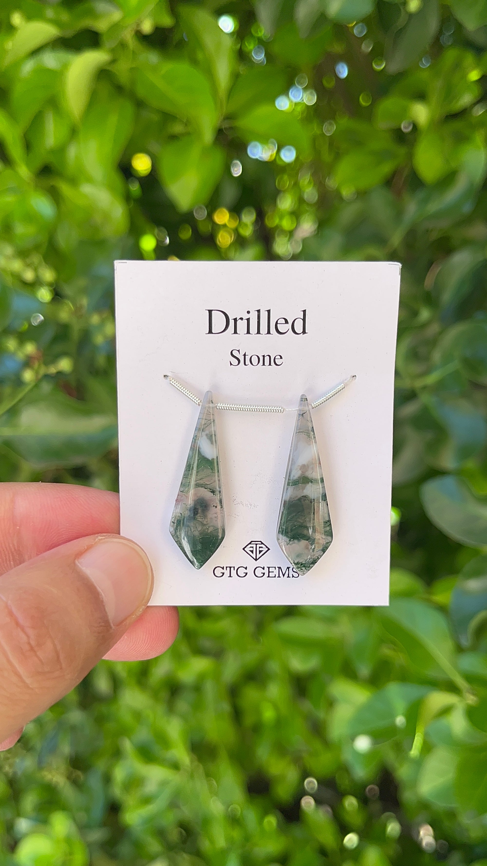 Natural Moss Agate Drilled 33x10 mm Approximately 20.50 Carat (GTG-DSG-32)