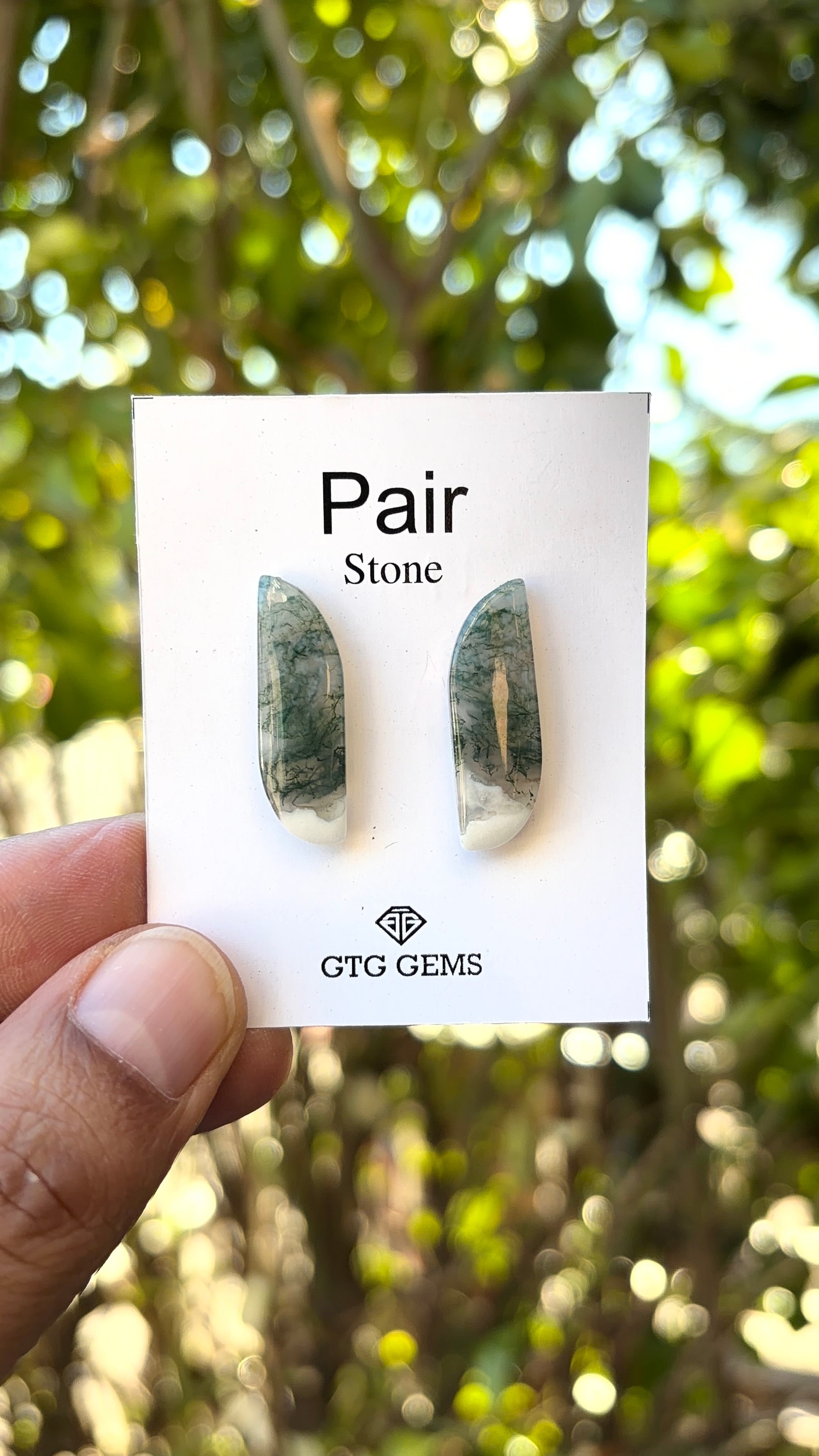 Moss Agate Matching Pair Cabochon 25x7 mm