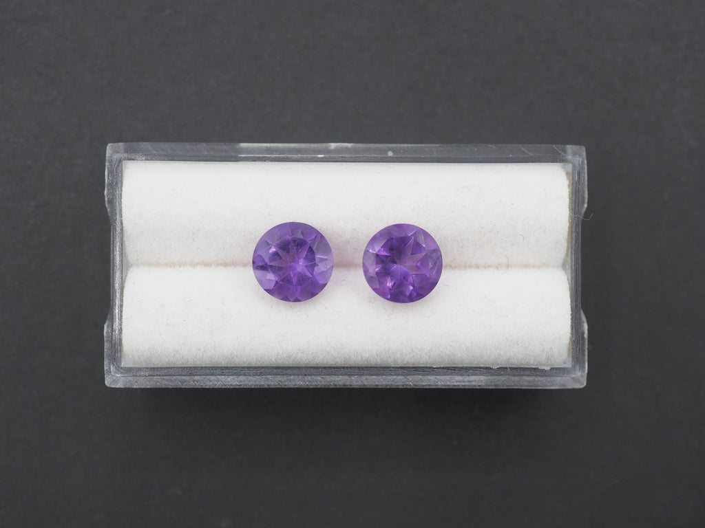 Amethyst Faceted 8 mm Matching Pair Approximately 3.30 Carat (GTG-AM-67)