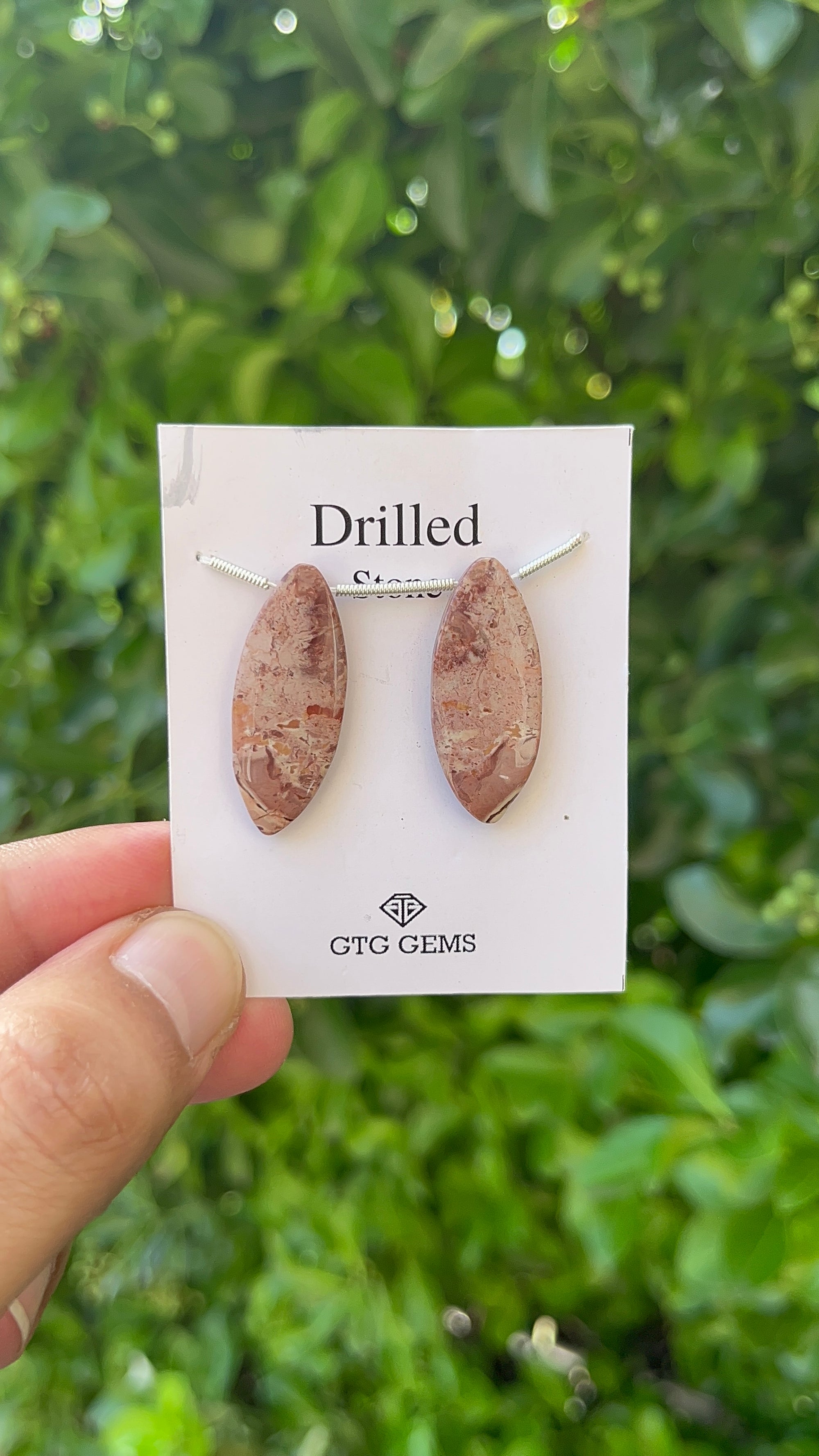 Picture Jasper, Drilled Cabochon 29x12 mm Approximately 22 Carat (GTG-DPJ-12)