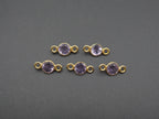 Amethyst 18K Gold Filled Bezel 5 mm, Double Connector, Amethyst Charm