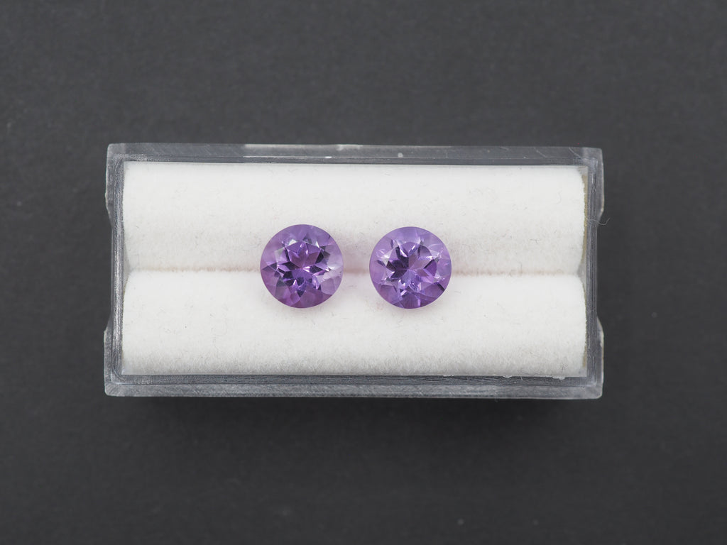 Amethyst Faceted 8 mm Matching Pair Approximately 3.20 Carat (GTG-AM-66)