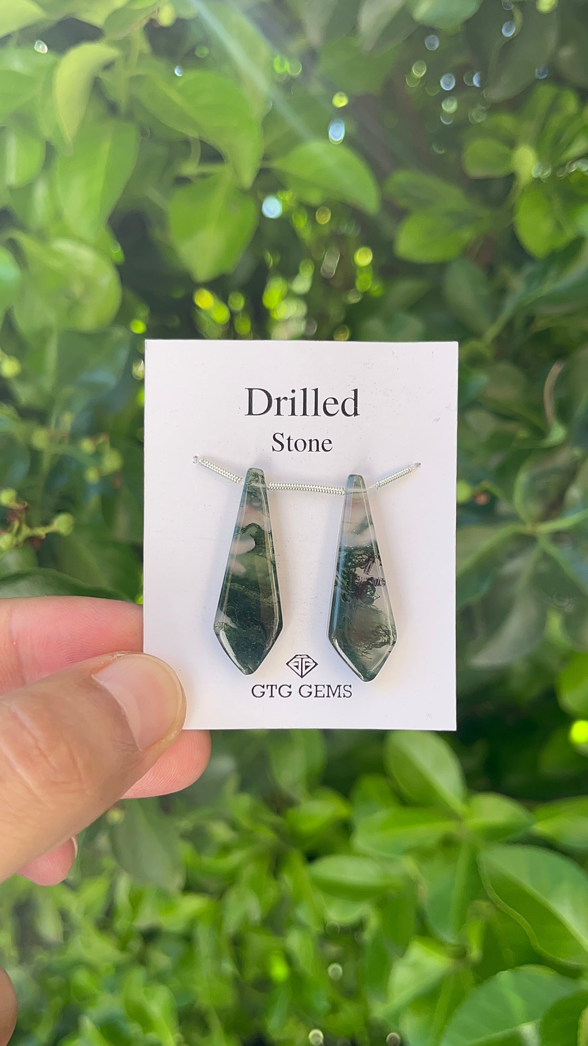 Natural Moss Agate Drilled 33x11 mm