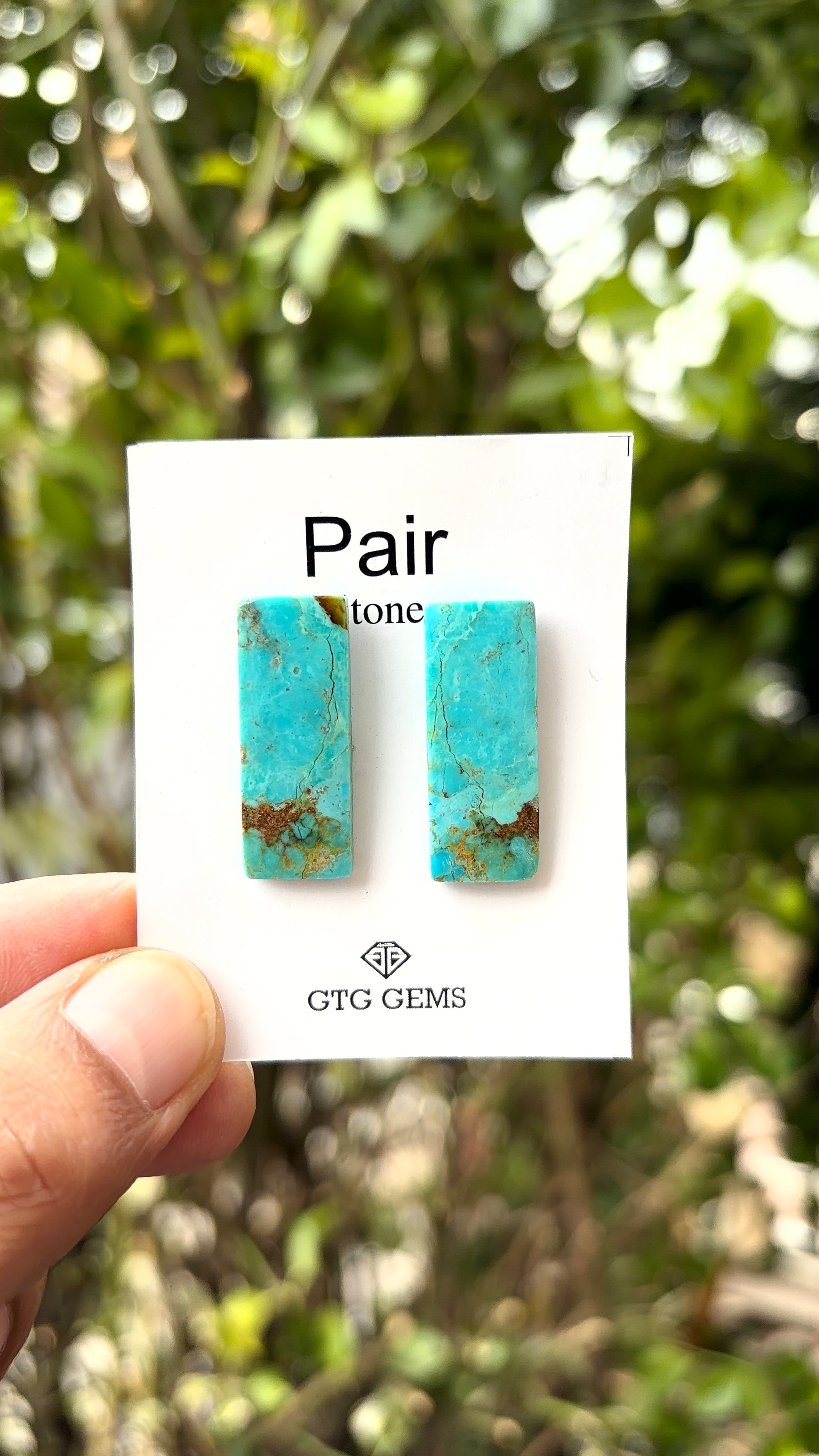 American Turquoise Cabochon Matching Pair 27x10 mm
