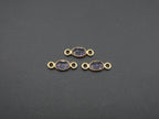 Amethyst 18K Gold Filled Bezel 6x4 mm, Double Connector, Amethyst Charm