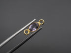 Amethyst 18K Gold Filled Bezel 6x4 mm, Double Connector, Amethyst Charm