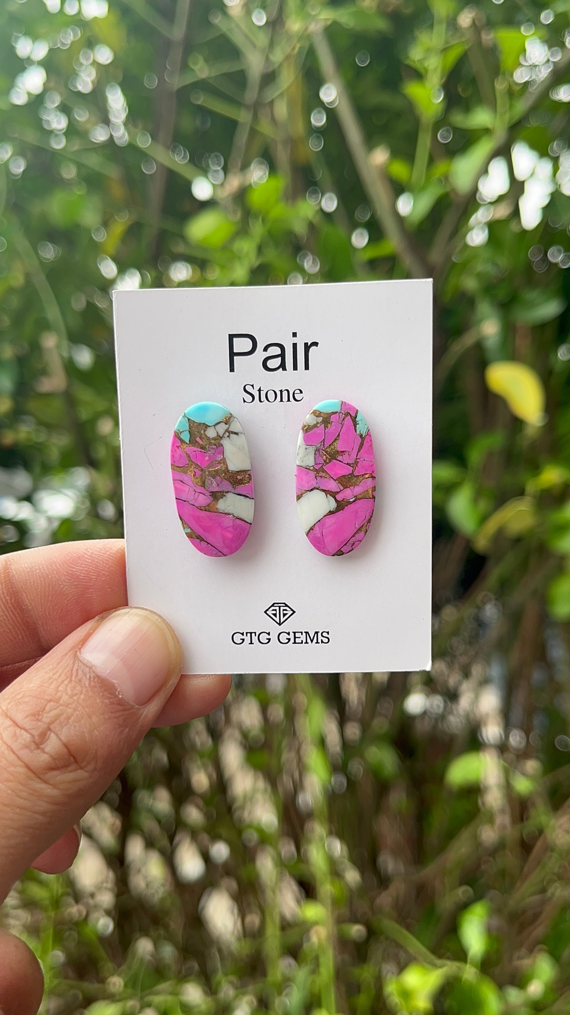 Cotton Candy Turquoise Matching Pair Cabochon 25x13 mm