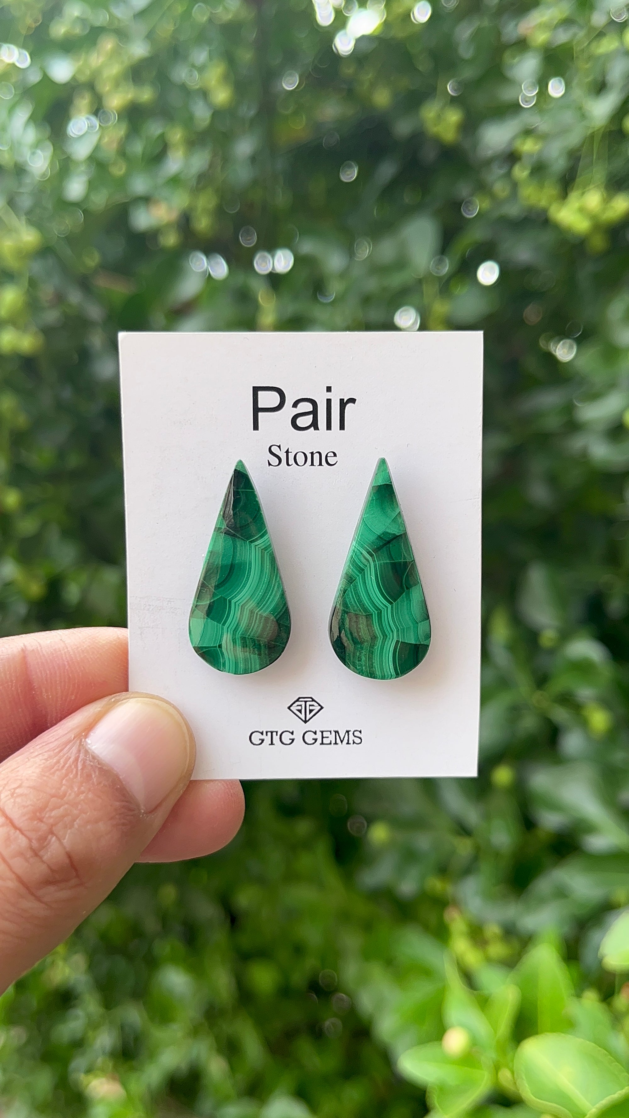 Malachite 31x14mm Matching Pair Cabochon Approximately 38 Carat (GTG-MMC-19)
