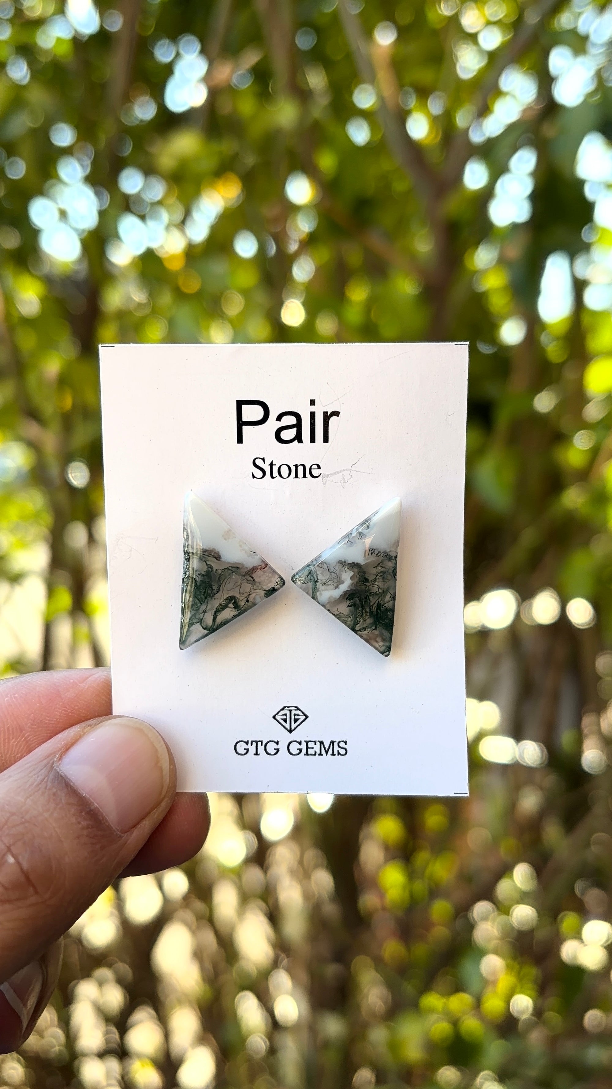 Moss Agate Matching Pair Cabochon 21x13 mm