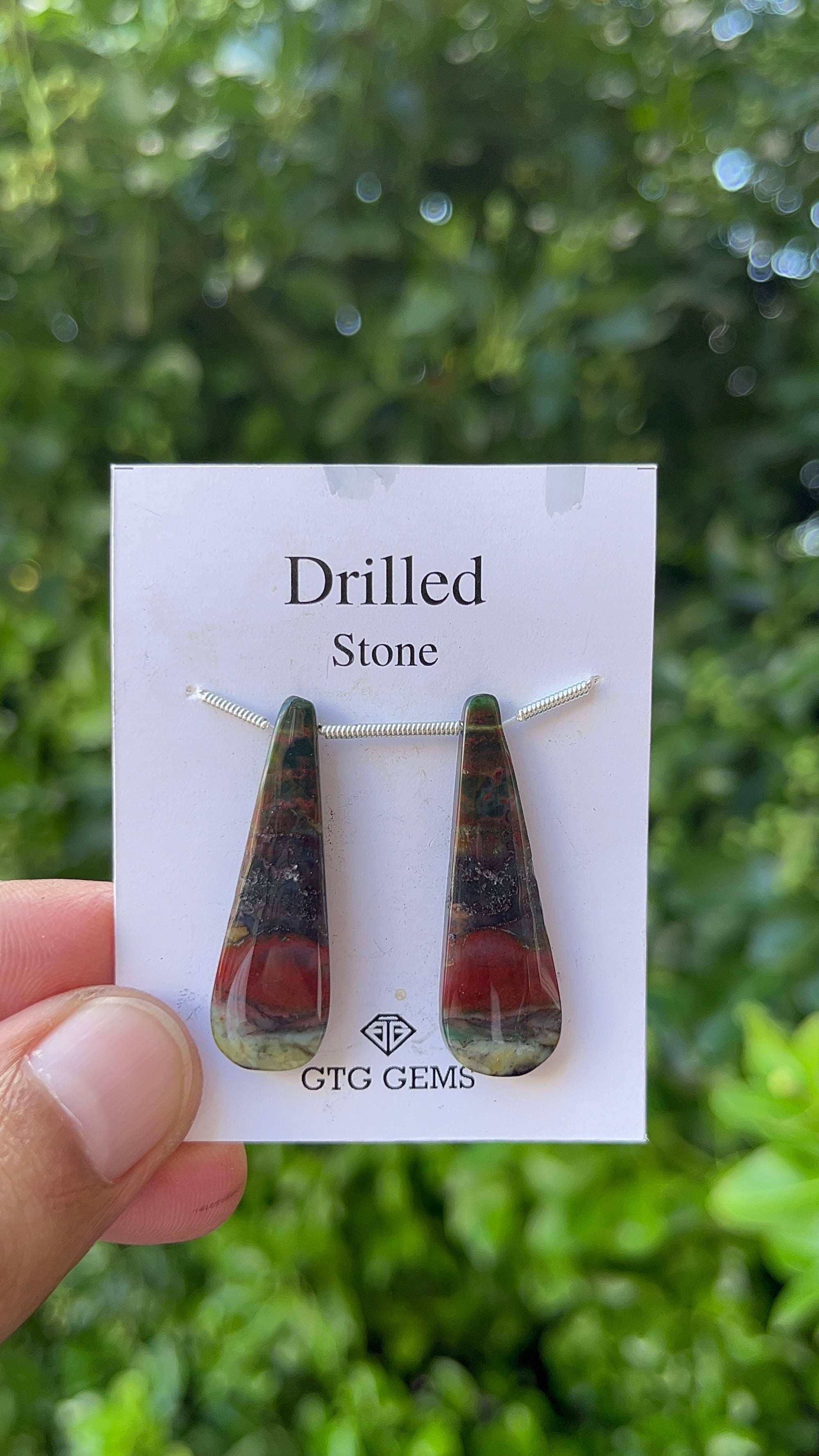 Drilled Blood stone jasper 35x11 mm Approximately 24.50 Carat (GTG-DBJ-10)