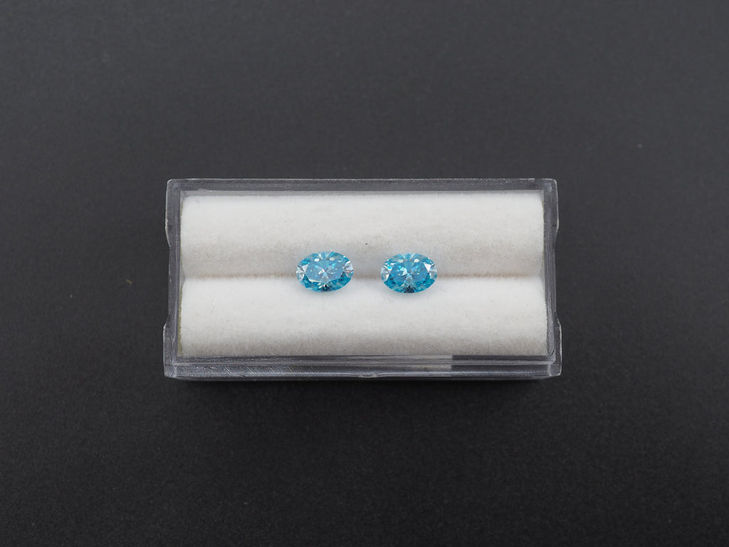 Blue Moissanite Faceted oval Shaped matching pair 7x5mm Approximately 1.51 Carat