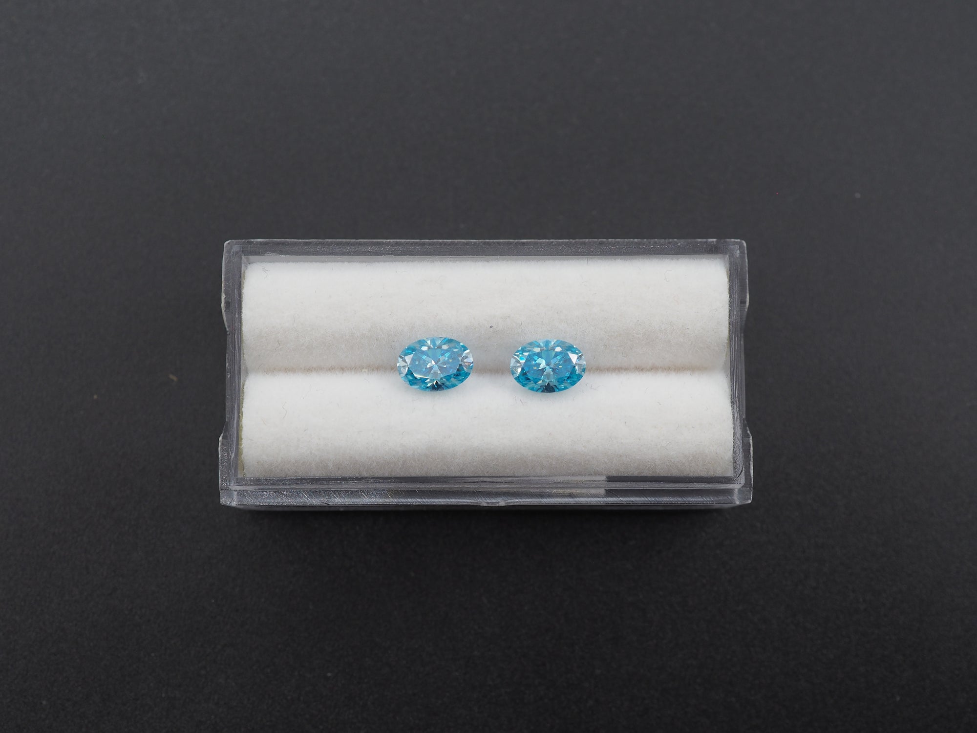 Blue Moissanite Faceted oval Shaped matching pair 7x5mm Approximately 1.51 Carat