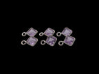 Amethyst Bezel  5x5 mm, Single Connector, Amethyst Bezel, Amethyst  Charm, 925 Sterling Silver(GTG-SBA-10)
