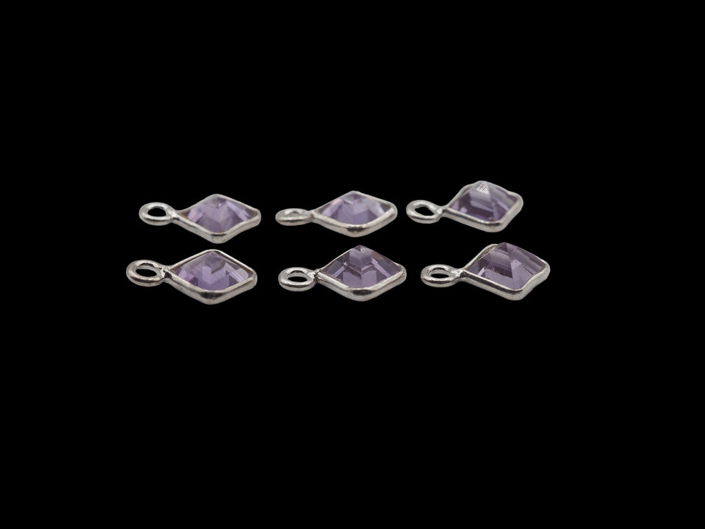 Amethyst Bezel  5x5 mm, Single Connector, Amethyst Bezel, Amethyst  Charm, 925 Sterling Silver(GTG-SBA-10)