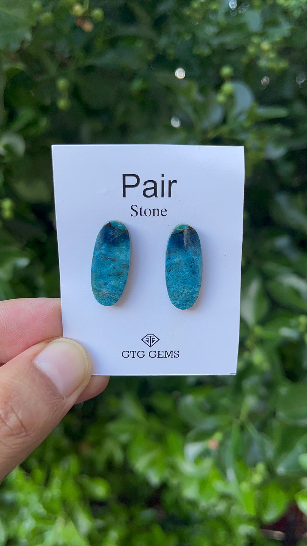 Natural  Azurite Matching Pair Cabochon, 23x10 mm, Approximately 19 carat (GTG-MAC-11)