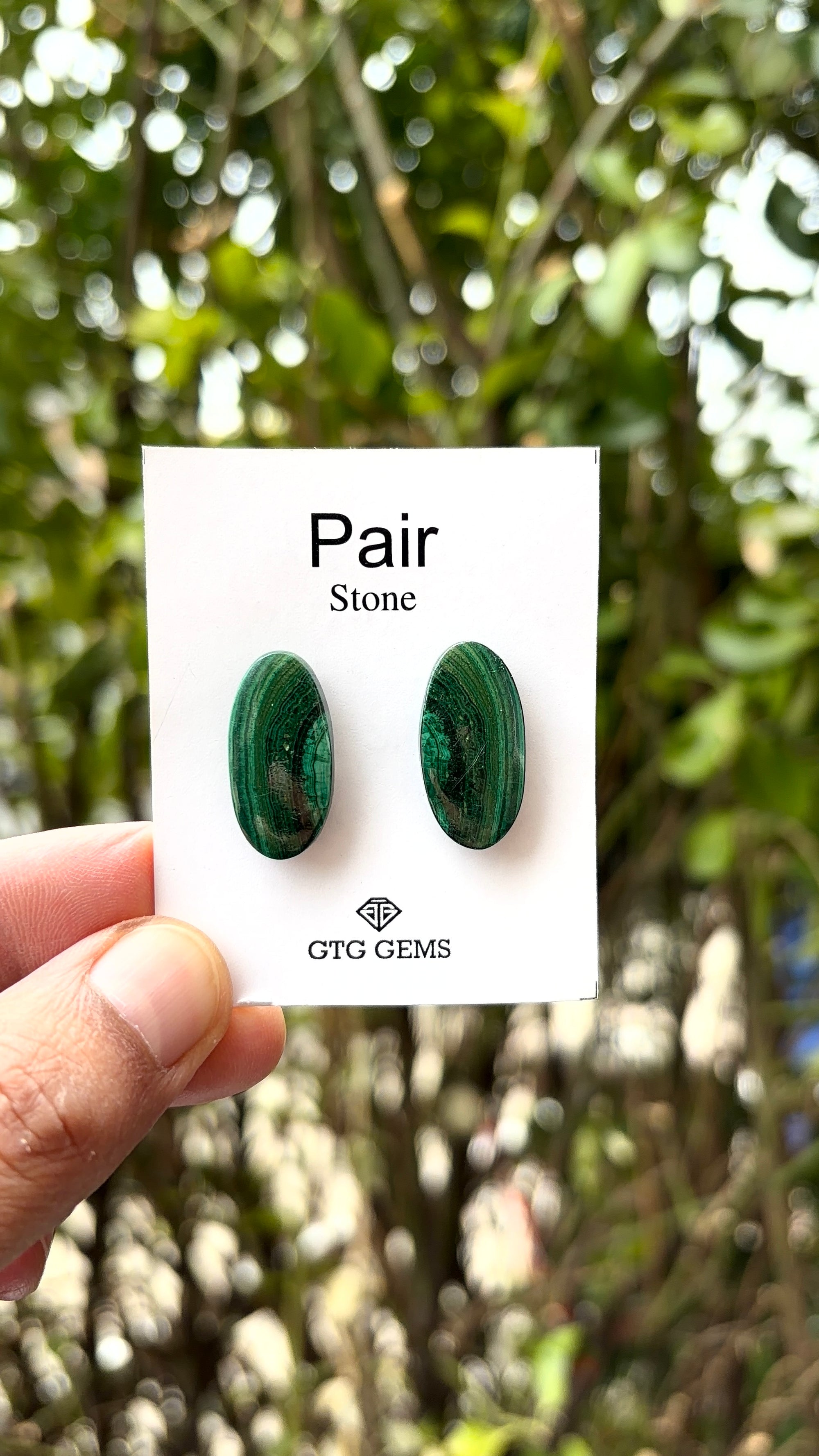 Malachite 23x12 mm Matching Pair Cabochon