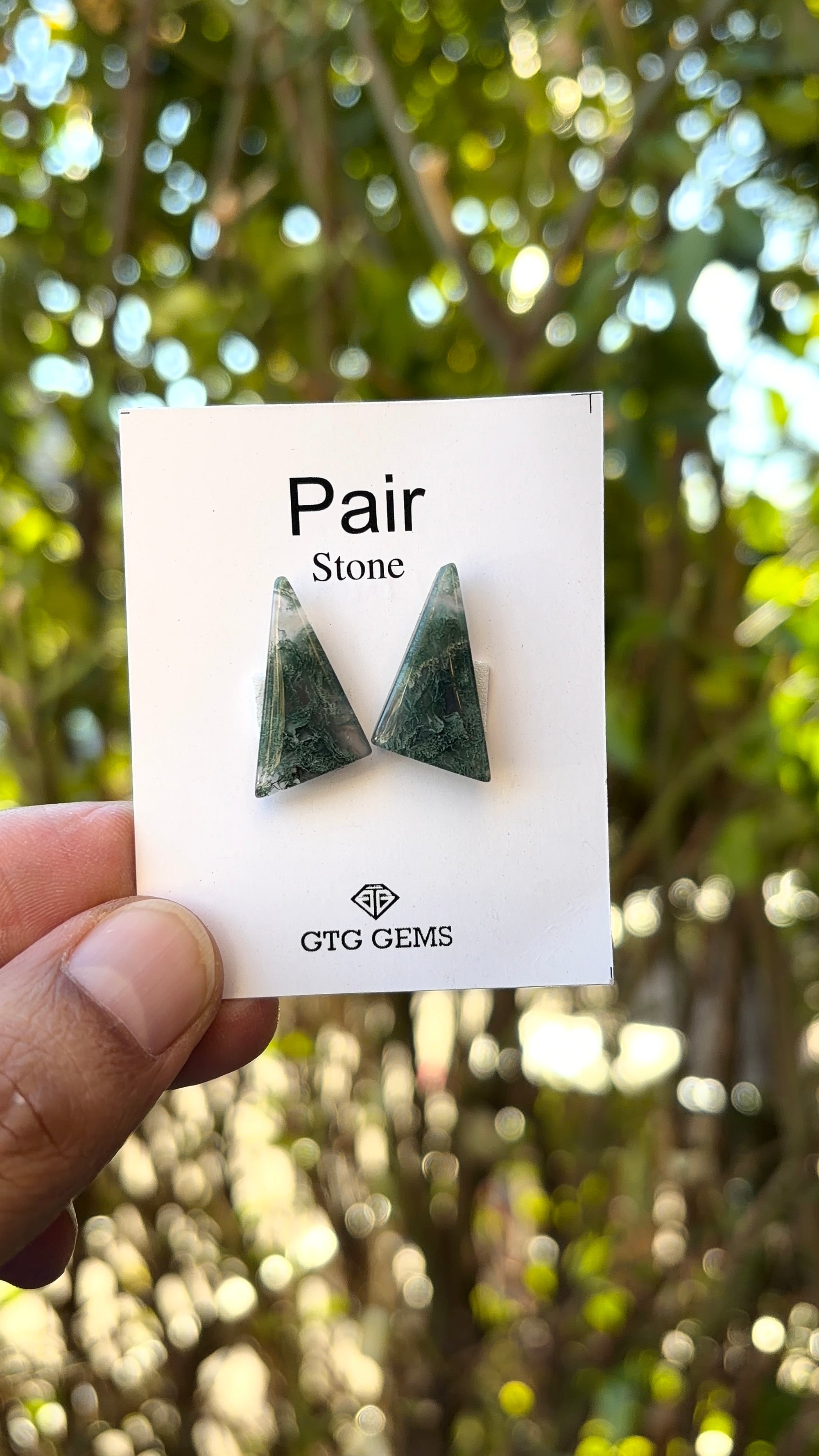 Moss Agate Matching Pair Cabochon 22x12mm