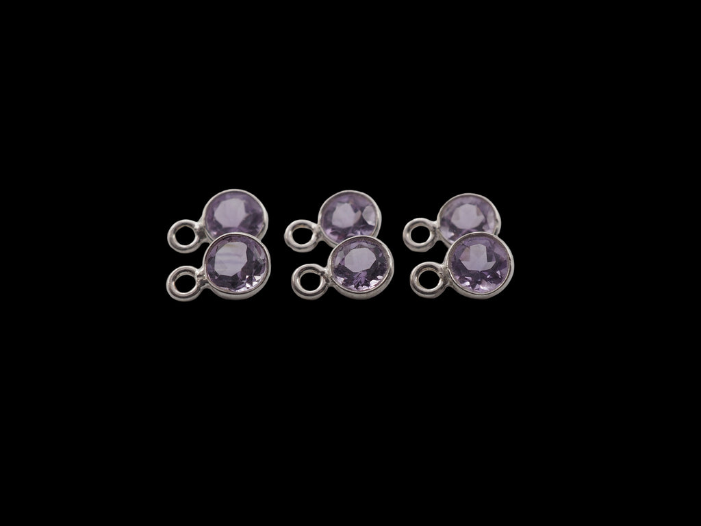 Amethyst Bezel  5 mm, Single Connector, Amethyst Bezel, Amethyst  Charm, 925 Sterling Silver(GTG-SBA-9)