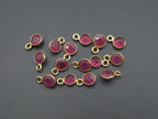 Ruby 18K Gold Filled Bezel 5 mm, Single Connector, Ruby Charm, 1 Piece