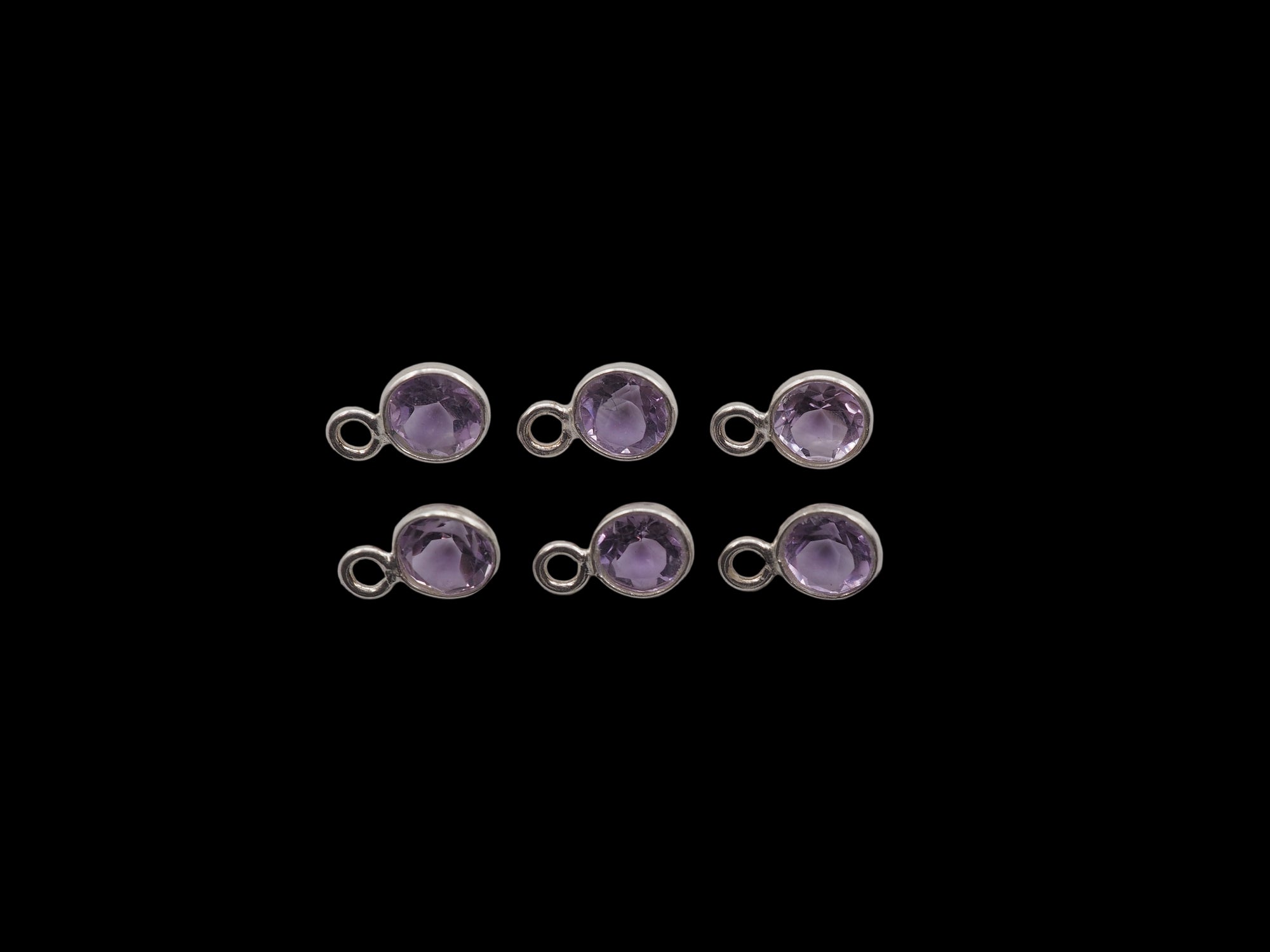 Amethyst Bezel  5 mm, Single Connector, Amethyst Bezel, Amethyst  Charm, 925 Sterling Silver(GTG-SBA-9)